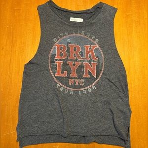 Abercrombie & Fitch Brooklyn Graphic Gray Crop Tank Top